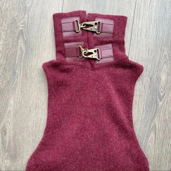 REVOLVE One Teaspoon Turtleneck Knit Sweater Dress Buckle detail Burgundy - Picture 9 of 15